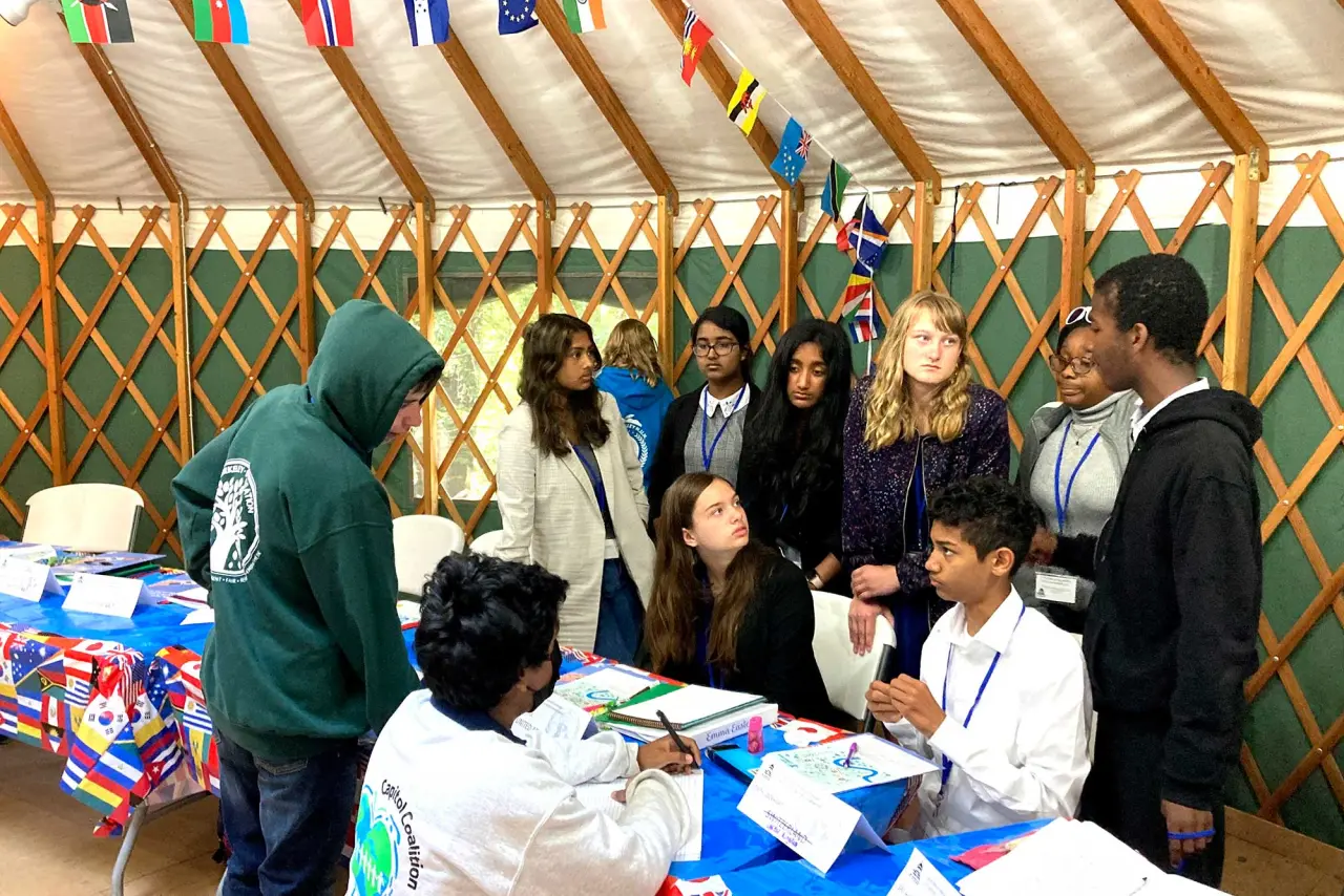 group of students participating in Model UN session at Camp Loma Mar