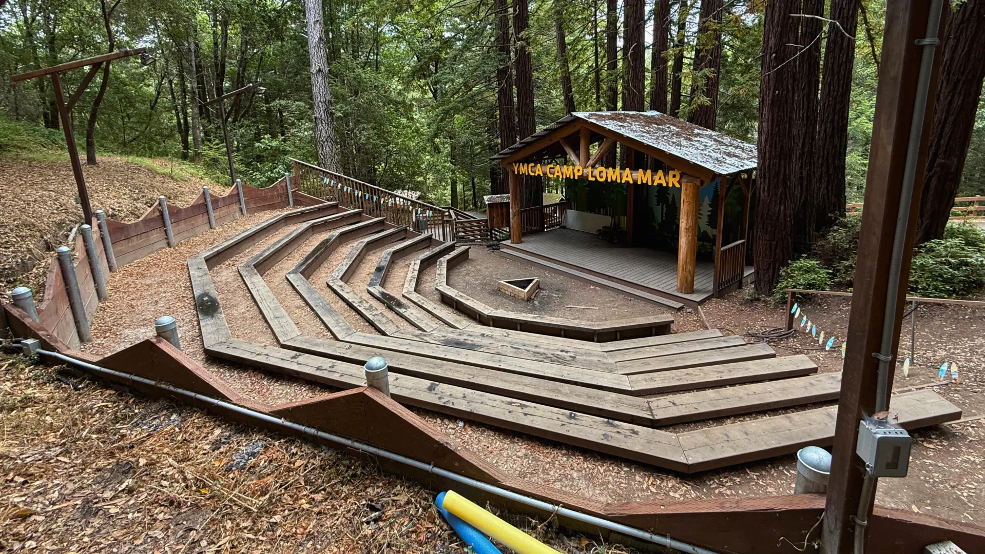 The Camp Loma Mar amphitheater sits in the trees.