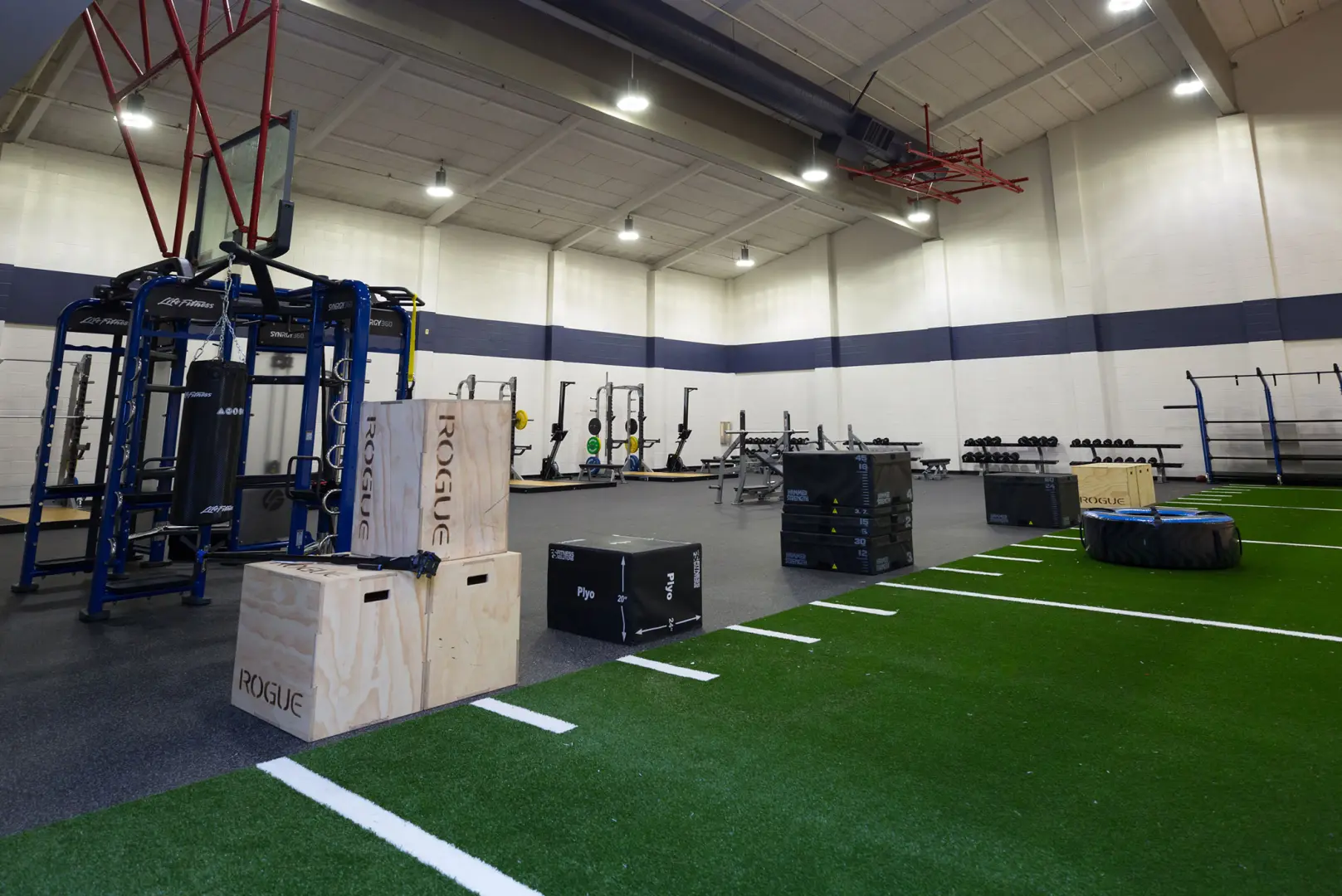 Richmond Parkway YMCA weights and racks area at the Richmond Parkway YMCA