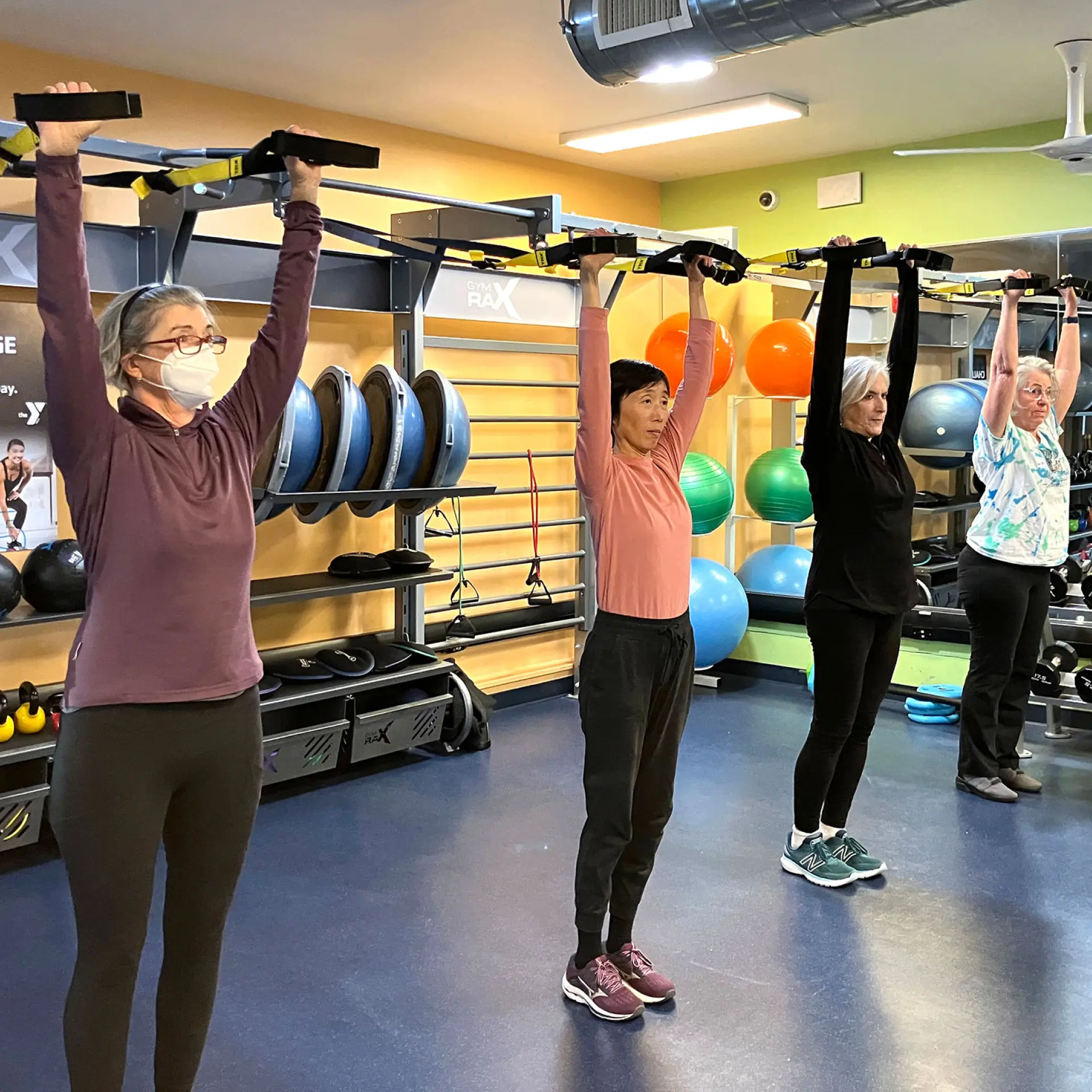 Small group exercise TRX class at the Albany YMCA