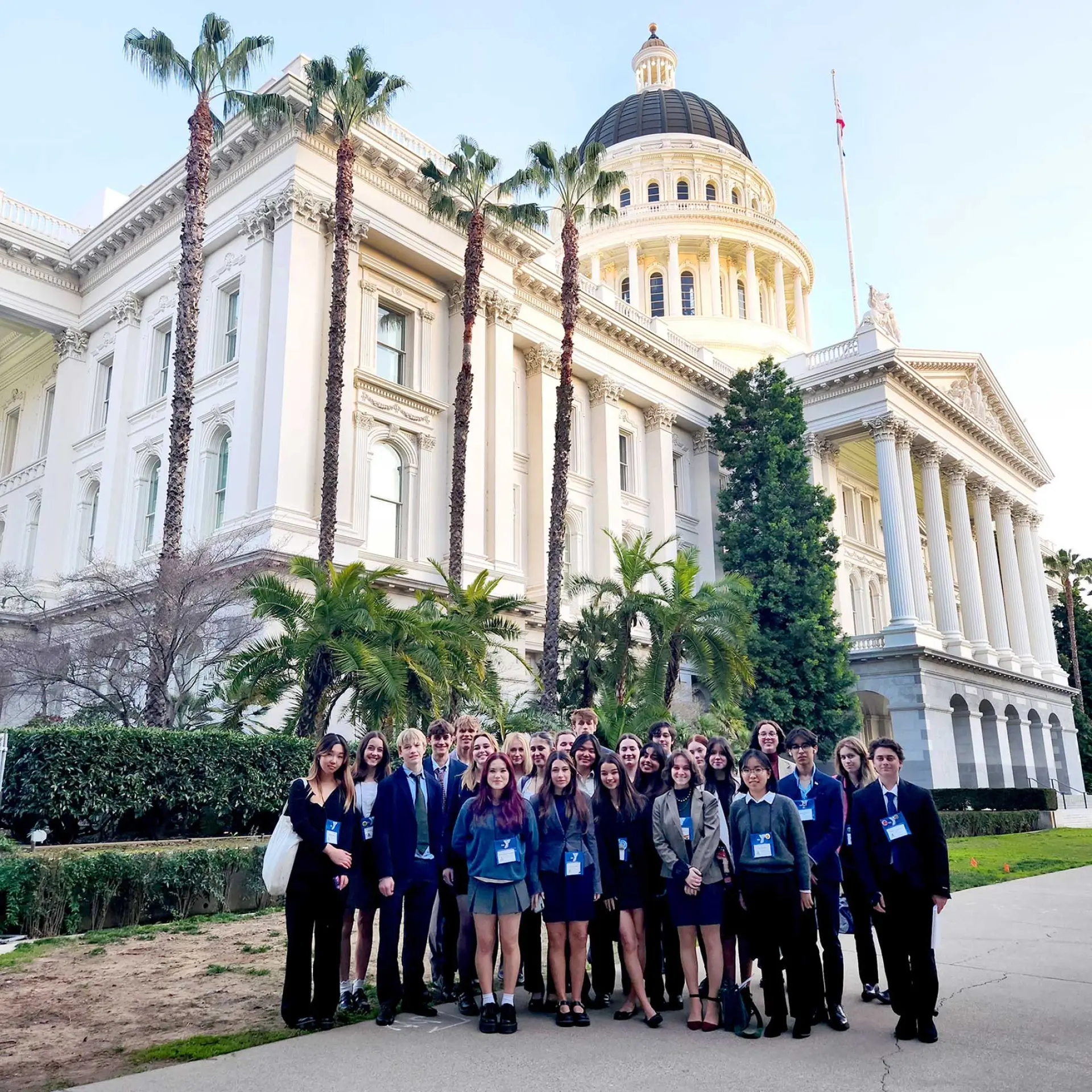 Youth and Government large group of students in front of the California capital building in Sacramento