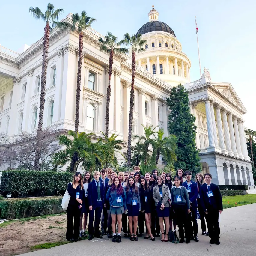 Youth and Government large group of students in front of the California capital building in Sacramento